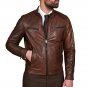 Men Lambskin Chocolate Brown Biker Leather Jacket