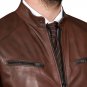 Men Lambskin Chocolate Brown Biker Leather Jacket