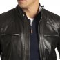Men David  Quilted Black Leather Biker Jacket