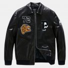 Men Patched Black Bomber Leather Jacket Men Patched Black Bomber Leather Jacket