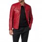 Men Red Leather Biker Jacket
