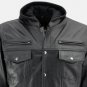 Men Black Hooded Leather Jacket
