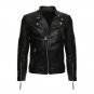 Men Asymmetrical Black Quilted Leather Moto Jacket
