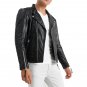Men Asymmetrical Black Quilted Leather Moto Jacket