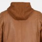 Men Brown Biker With Hood Leather Jacket