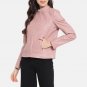 Women Pink Leather Biker Jacket