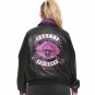 Women Pretty Poisons Skull Logo Women Black Leather Jacket