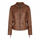 Women Lambskin Leather Shirt Collar Brown Jacket Women Lambskin Leather Shirt Collar Brown Jacket