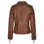 Women Lambskin Leather Shirt Collar Brown Jacket