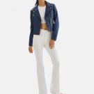 Women Biker Blue Leather Jacket