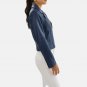 Women Biker Blue Leather Jacket