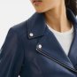 Women Biker Blue Leather Jacket