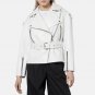 Women Biker White Leather Jacket