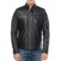 Men Lambskin Leather Regular Fit Black Jacket