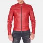 Men Red Cafe Racer Leather Jacket