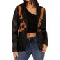 Women Rock & Roll Western Detailing Black Leather Blazer