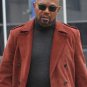 Men Shaft Suede Leather Red Trench Coat