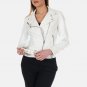Women Asymmetrical White Moto Leather Jacket