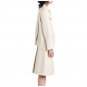 Women Shirt Collar Off White Leather Jacket