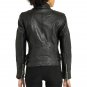 Women Slim Fit Biker Distressed Black Leather Jacket