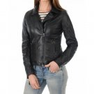 Women Slim Fit Black Leather Biker Jacket