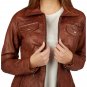 Women Slim Fit Brown Leather Jacket