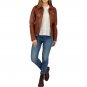 Women Slim Fit Brown Leather Jacket