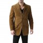 Men Slim Fit Notch Lapel Camel Brown Suede Leather Blazer