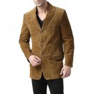 Men Slim Fit Notch Lapel Camel Brown Suede Leather Blazer Men Slim Fit Notch Lapel Camel Brown Suede Leather Blazer
