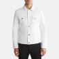 Men Trucker White Leather Jacket