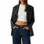 Women Two Button Black Leather Blazer