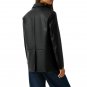 Women Two Button Black Leather Blazer