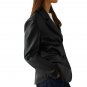 Women Two Button Black Leather Blazer