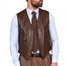 Men Vintage Brown Leather Vest