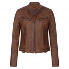 Women Vintage Cognac Brown Leather Jacket Women Vintage Cognac Brown Leather Jacket