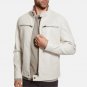 Men White Leather Cafe Racer Jacket