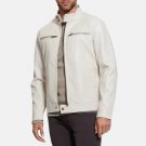Men White Leather Cafe Racer Jacket Men White Leather Cafe Racer Jacket