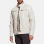Men White Leather Cafe Racer Jacket