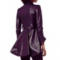 Women Asymmetrical Peplum Purple Leather Jacket