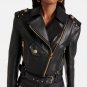 Women Black Asymmetrical Biker Leather Jacket