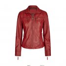 Women Maroon Cafe Racer Leather Biker Jacket Women Maroon Cafe Racer Leather Biker Jacket