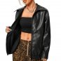 Women Oversized Black Leather Motorcycle Jacket
