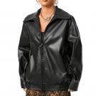 Women Oversized Black Leather Motorcycle Jacket