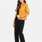 Women Yellow Cafe Racer Style Leather Jacket