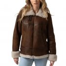 Women B3 Shearling Brown Leather Aviator Jacket