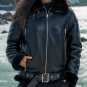Women Black B3 Shearling Aviator Leather Jacket