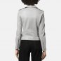 Women Ashley Grey Biker Leather Jacket