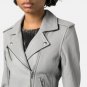 Women Ashley Grey Biker Leather Jacket