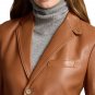 Women Lambskin Brown Leather Blazer