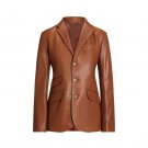 Women Lambskin Brown Leather Blazer